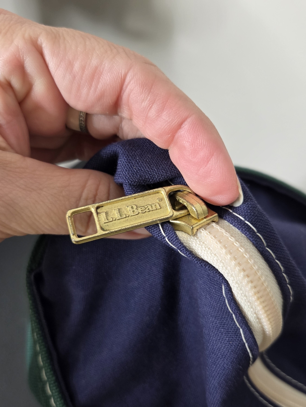Rare Vintage L.L. Bean XL Boat & Tote Green/Blue Heavy Canvas Made In U.S.A. - Picture 9 of 12